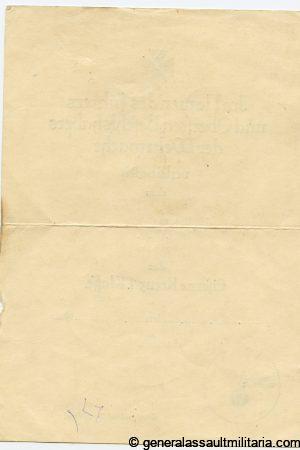 EK1 award document to an infantry soldier
