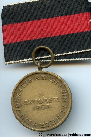 Sudetenland medal 1 October 1938