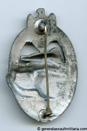 Panzer assault badge in silver - A. S. in triangle, Gablonz
