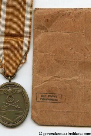 West wall medal + Packet - Carl Poellath, Schrobenhausen