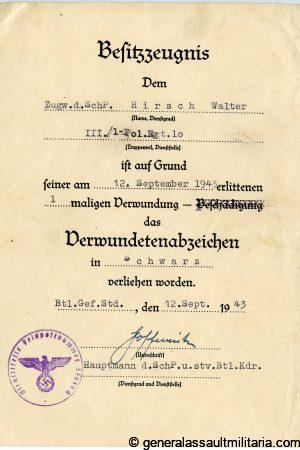 Ek2 and Wound badge in black document Polizei regiment 10