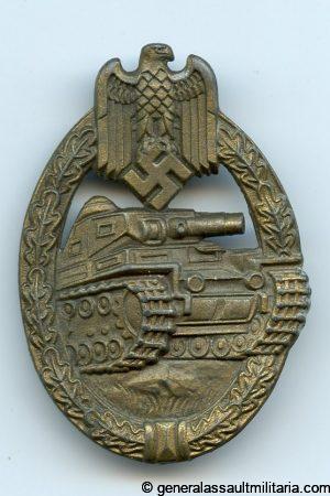 Panzer assault badge in bronze - E. F. Wiedmann, Frankfurt