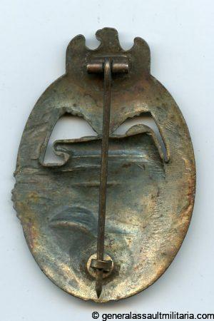 Panzer assault badge in bronze - 'daisy' maker