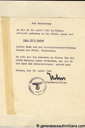 Ich Kämpfe book 1943 Krakau dedication