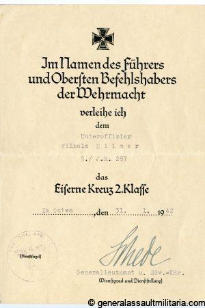 5x Award doc + Wehrpass group Inf. Rgt. 287