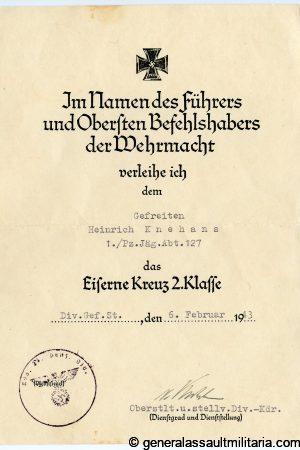 5x award document grouping Pzj. Knehans