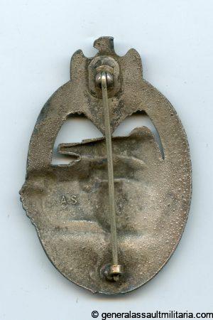 Panzer assault badge in silver - A.S. Gablonz