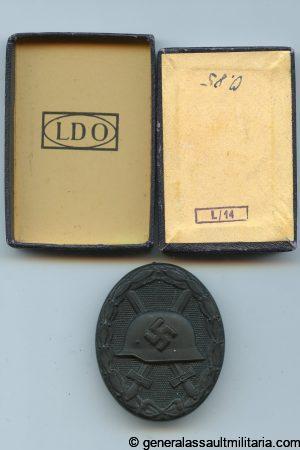 Wound badge in black + LDO box - L/14 F. Orth, Wien
