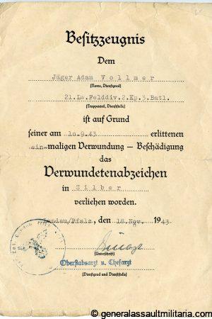 Luftwaffe Felddivision document set Adam Vollmer