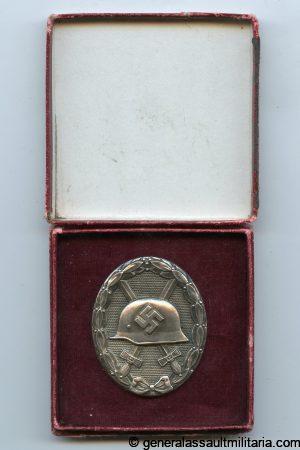 Wound badge in silver + case - Hauptmünzamt, Wien