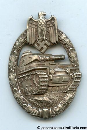 Panzer assault badge in silver - C.E. Juncker, Berlin
