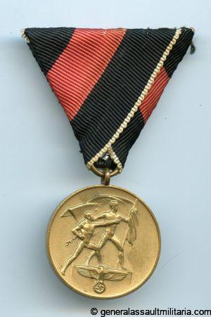 Sudentland annexation medal with Austrian style mount