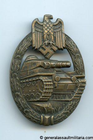 Panzer assault badge in bronze - Wilhelm Deumer, Lüdenscheid
