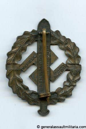 SA sports badge in bronze - W. Redo, Saarlautern
