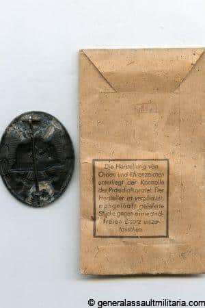 Wound badge in black + packet - Friedrich Orth, Wien