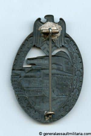 panzer assault badge in silver - Franke & Co, Lüdenscheid