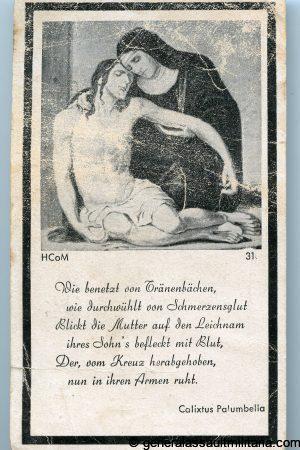 Death card Flieger Josef Kieslinger