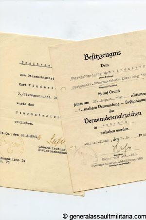Sturmgeschütz-Abteilung 189 award document set