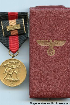 Sudetenland annexation medal + case and ribbon bar