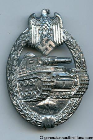 Panzer assault badge in silver - Pillow crimp Vienna design