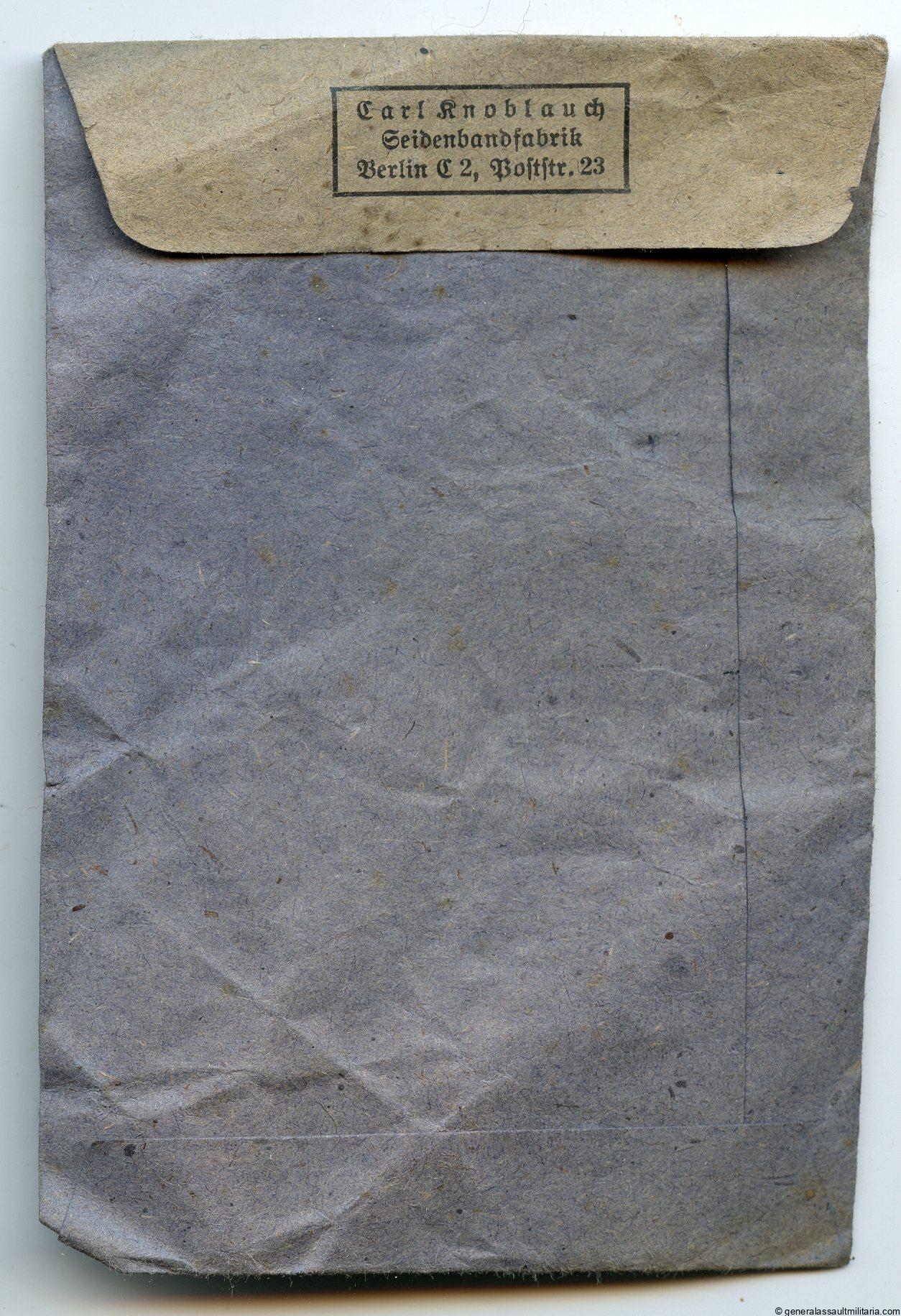 Ribbon for the Ek2 packet – Carl Knoblauch, Berlin.
