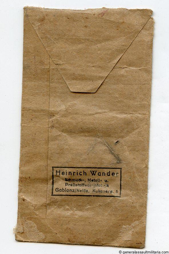 Wound badge black packet - Heinrich Wander, Gablonz