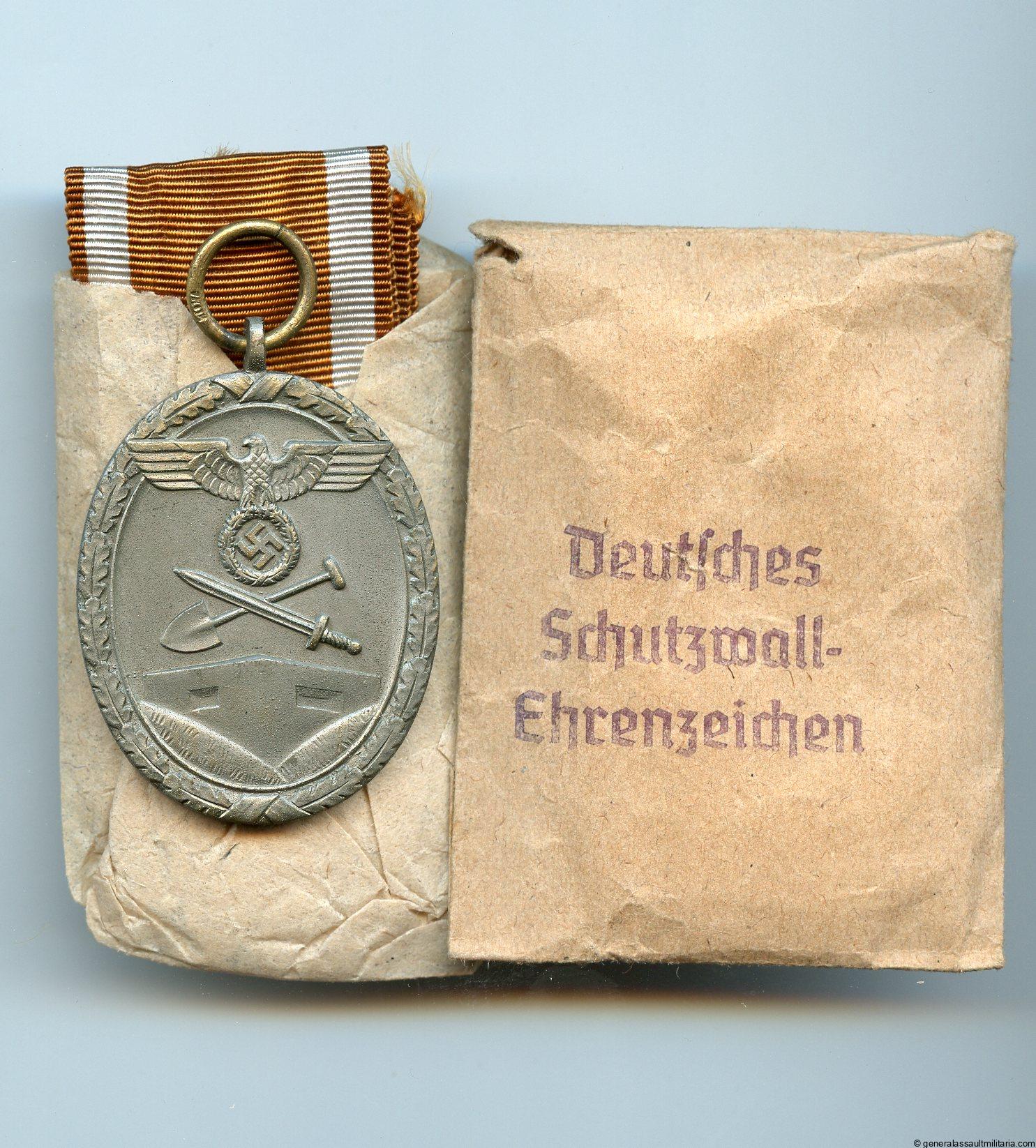 West wall medal + packet - MM107 Carl Wild, Hamburg
