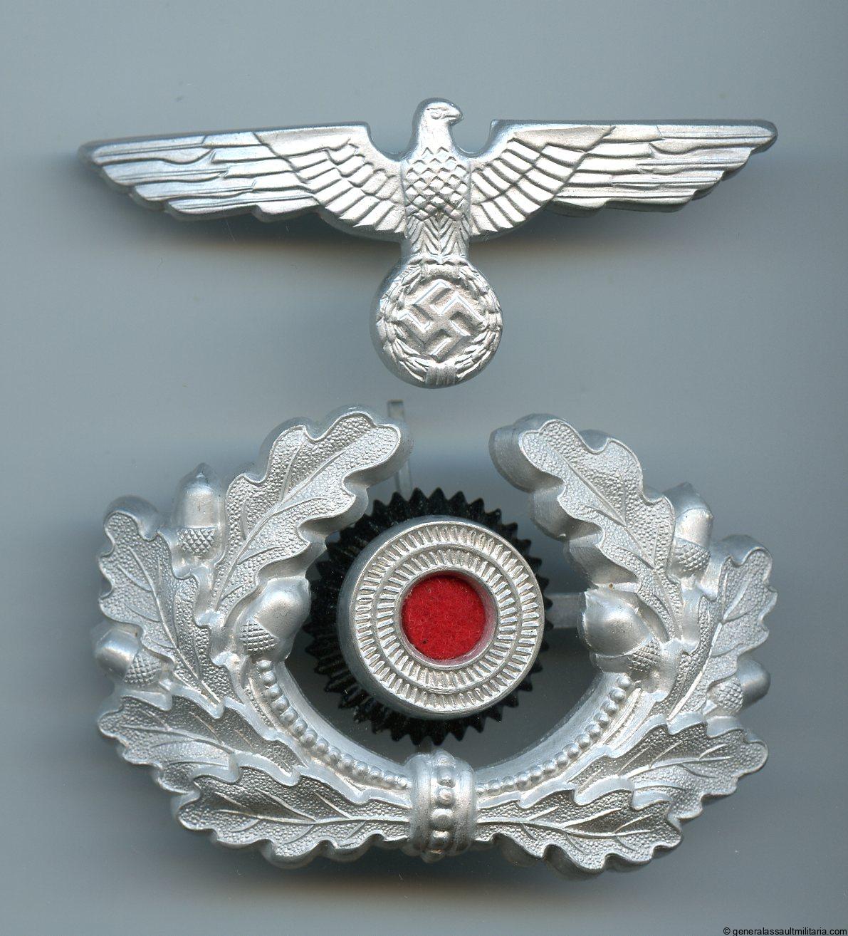 Aluminum heer visor cap insignia set