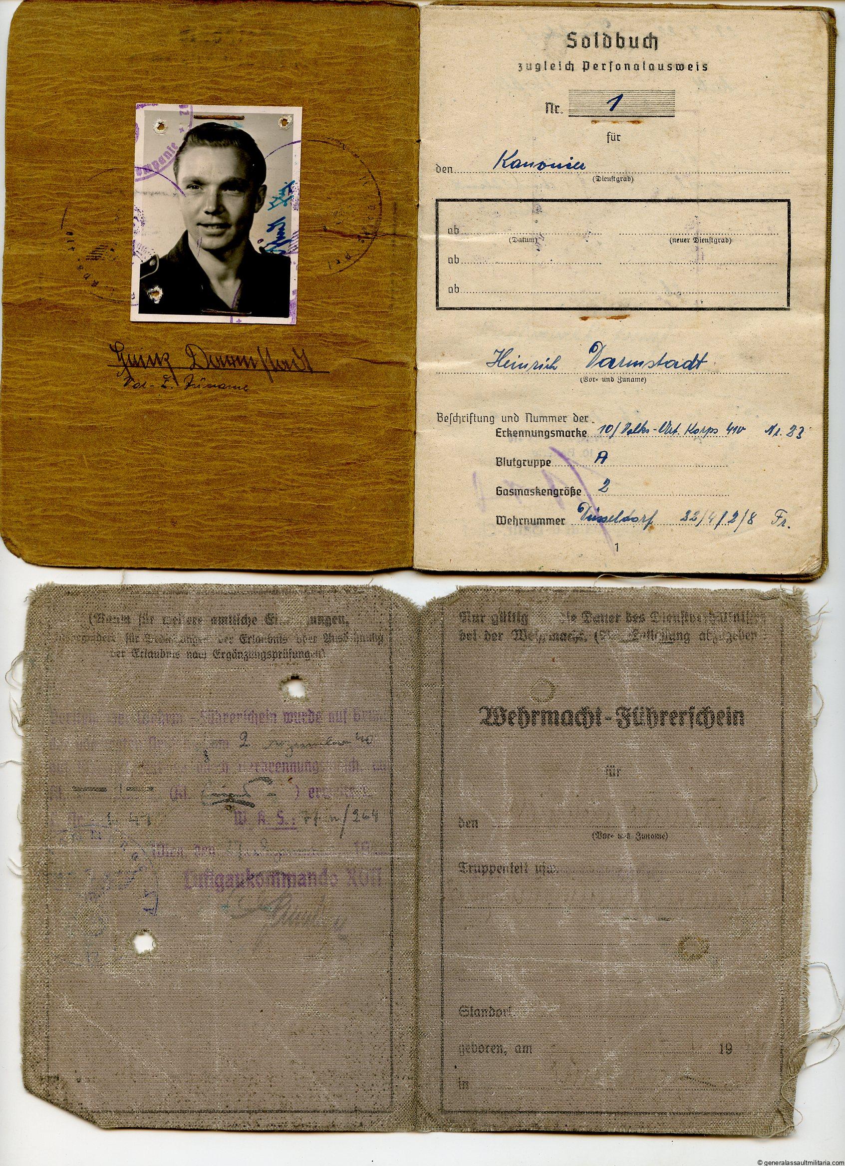 Soldbuch + FS Volks-Artillerie-Korps (mot) 410