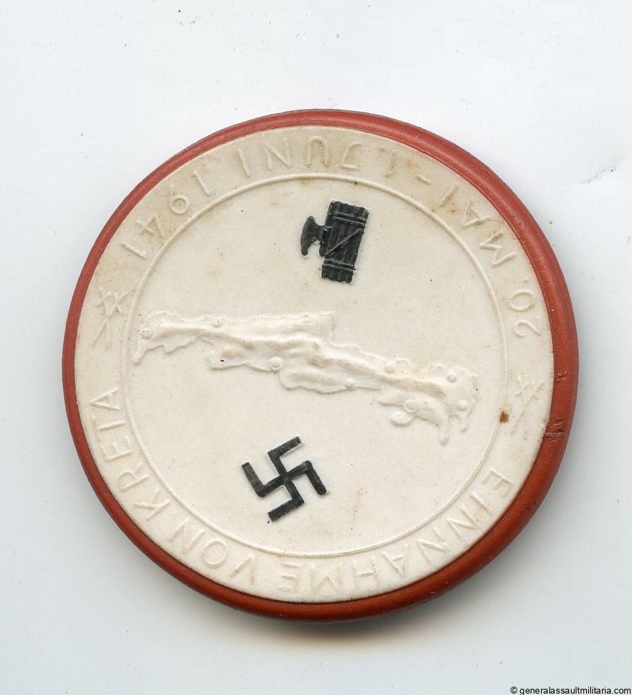 Fallschimrjäger Einhame von Kreta porcelain table medal