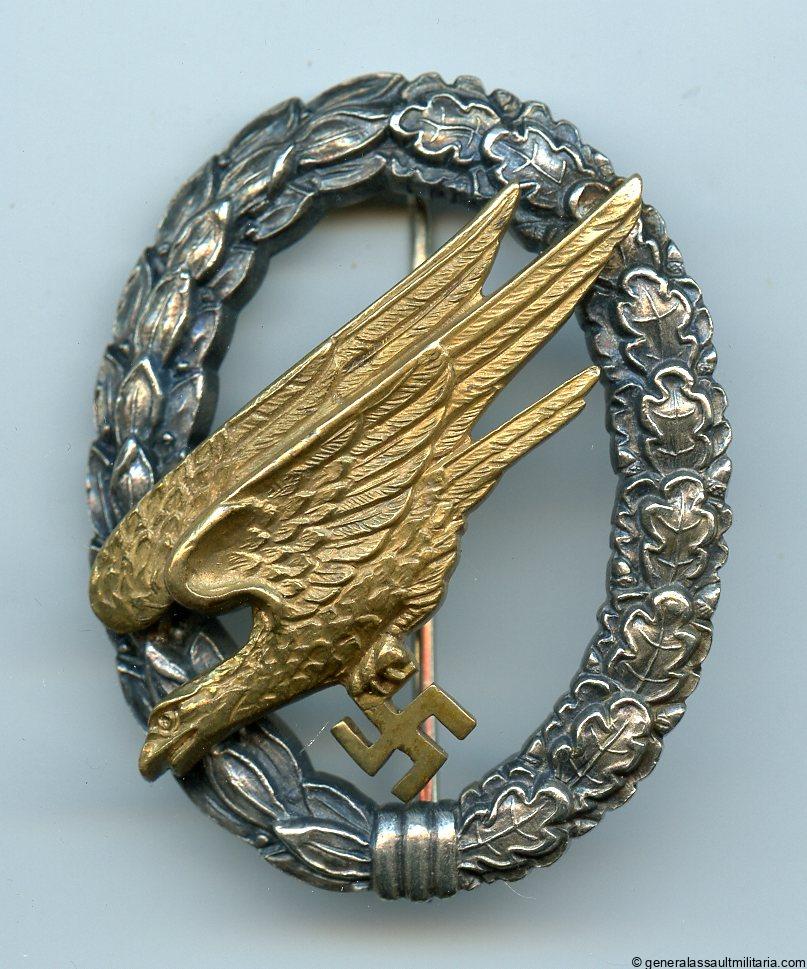Luftwaffe paratrooper badge named FJR3 – Wilhelm Deumer, Lüdenscheid