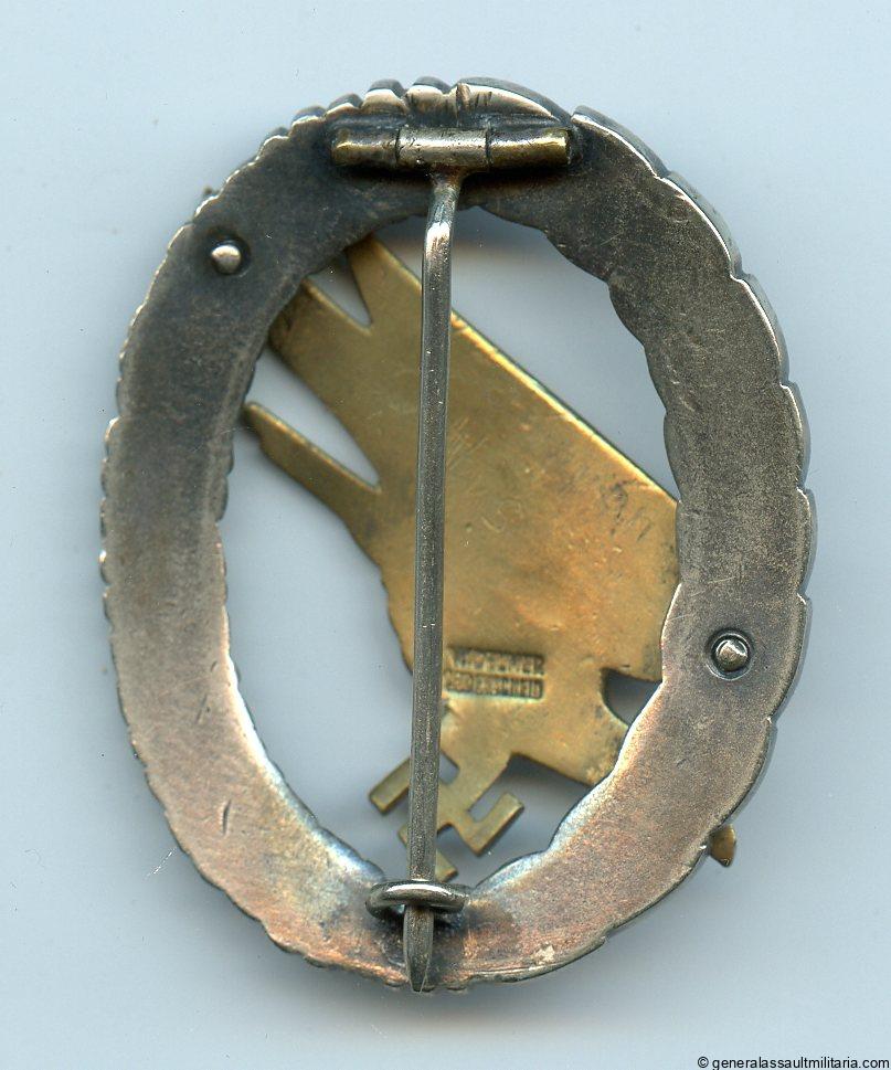 Luftwaffe paratrooper badge named FJR3 – Wilhelm Deumer, Lüdenscheid