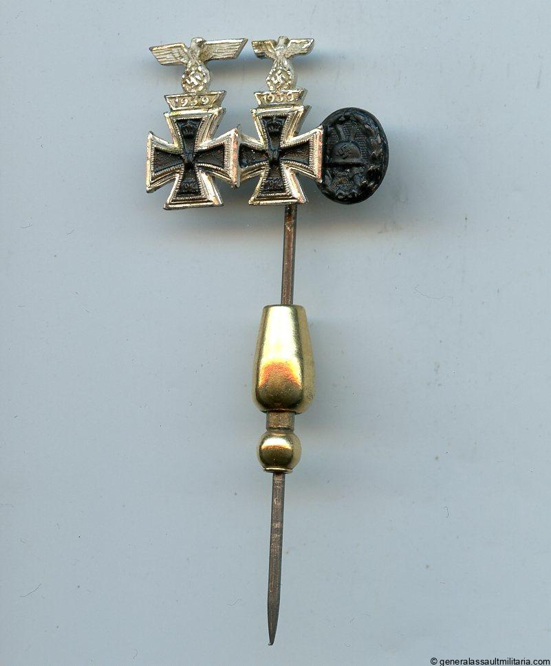 Iron crosses with repeat clasps stick pin