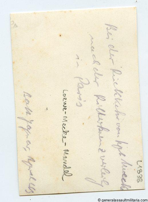 6x9cm photo of knights cross holder Karl-Conrad Mecke St Nazaire