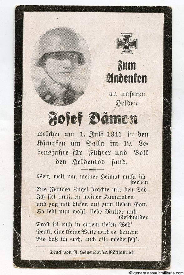 Totenkopf Death card Josef Dämen