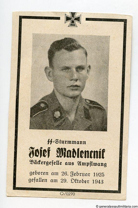 Waffen SS Totenkopf death card