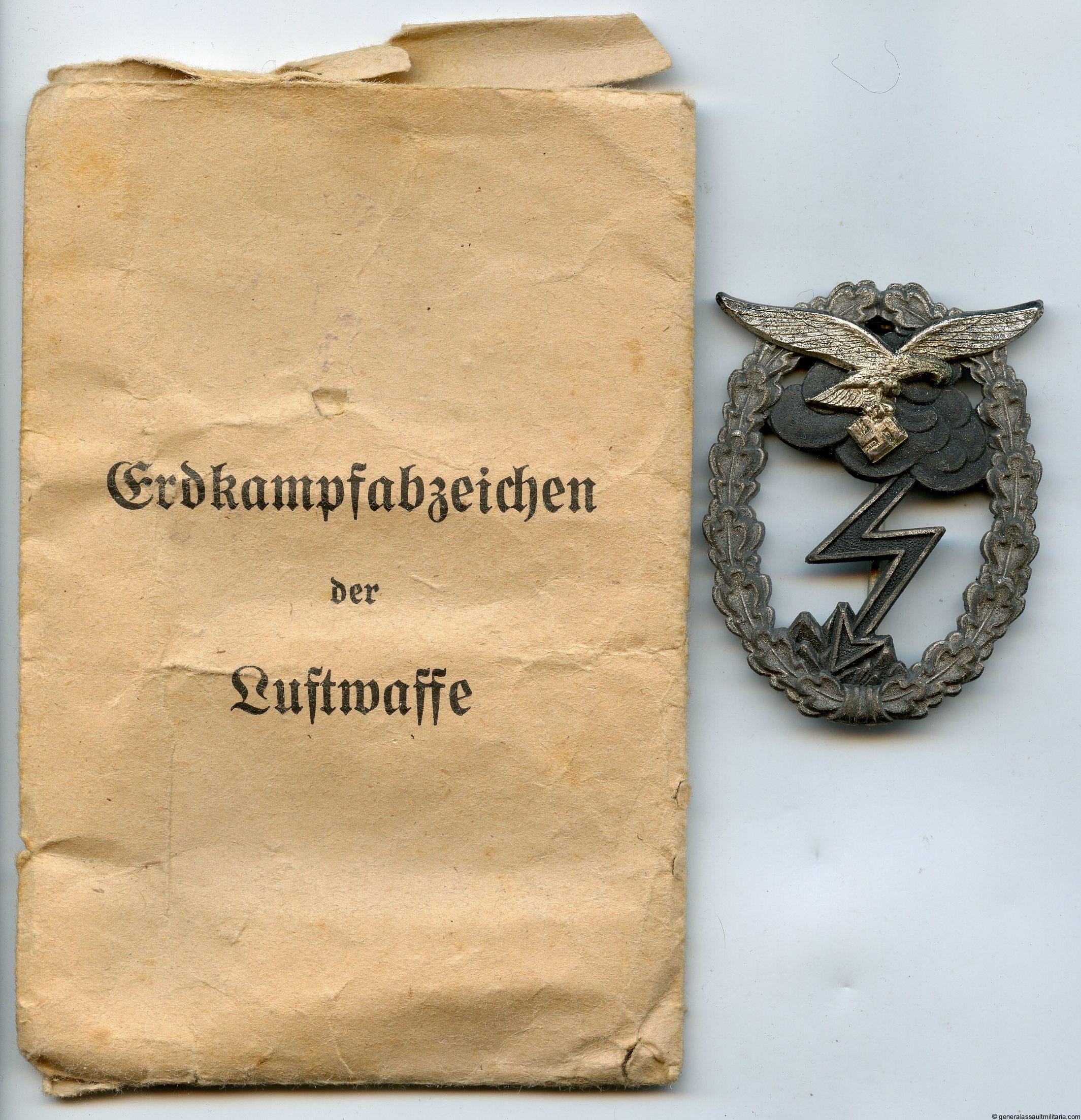 Luftwaffe ground assault badge + packet – G.H. Osang, Dresden