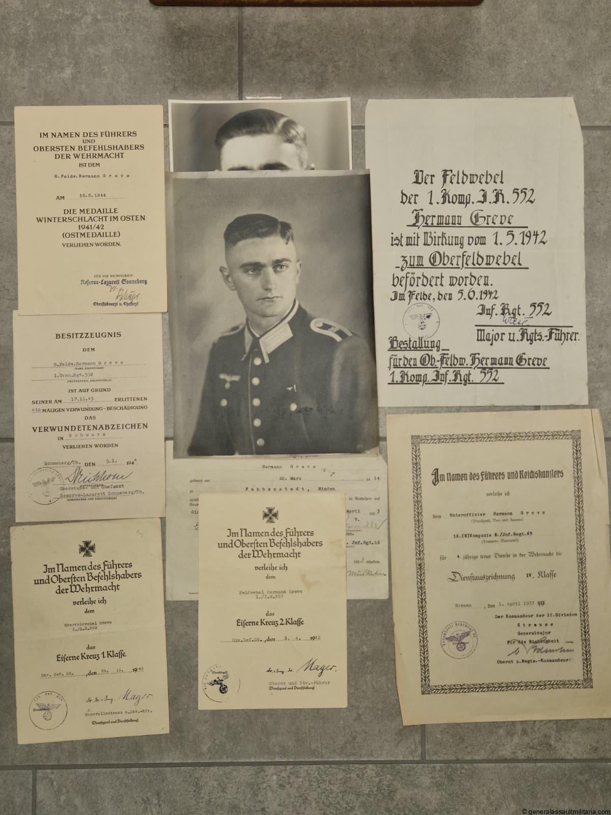Award document grouping Grenadier Regiment 552