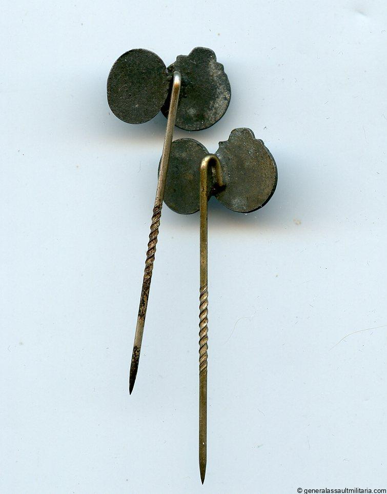 Mid to late war 9mm Ost medal + Wound badge silver stick pins
