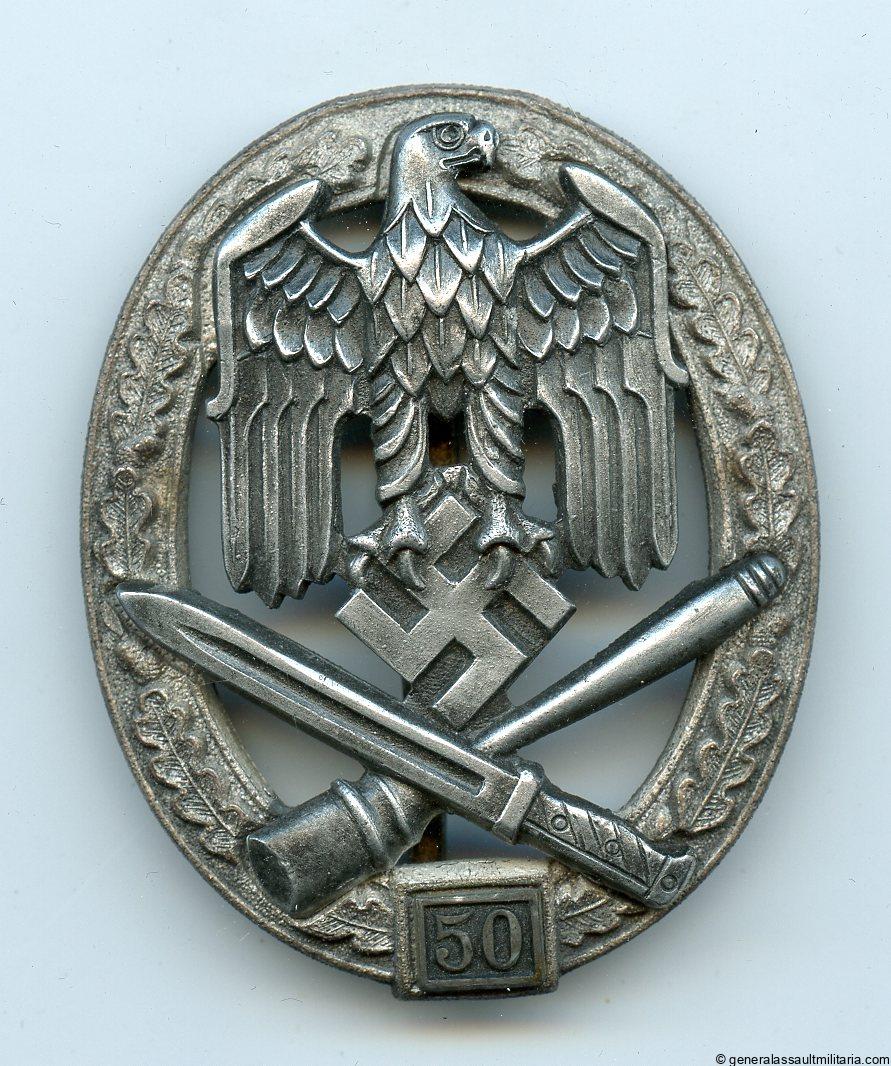 Numbered general assault badge 50 – Rudolf Karneth, Gablonz