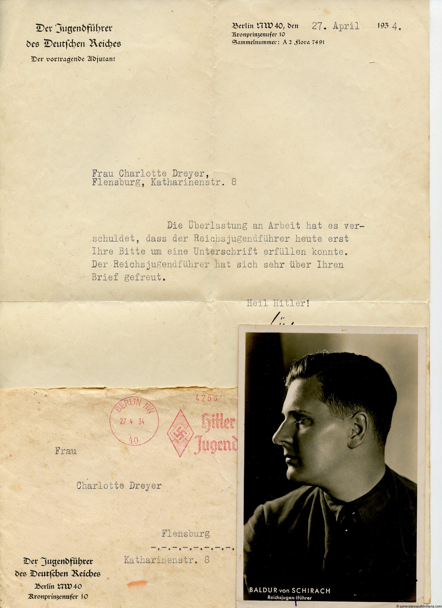 Baldur von Schirach signature + letter