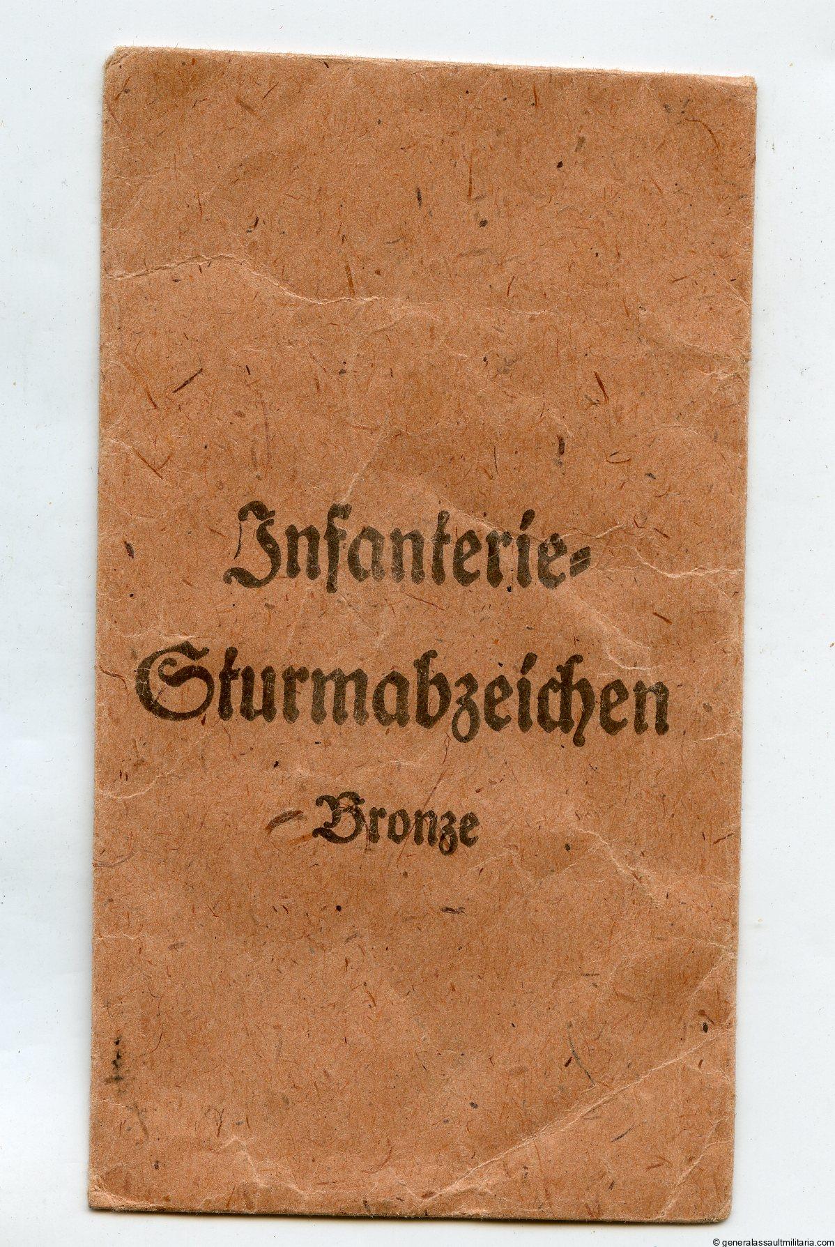 Infantry assault badge in bronze packet – Josef Felix & Söhne, Gablonz